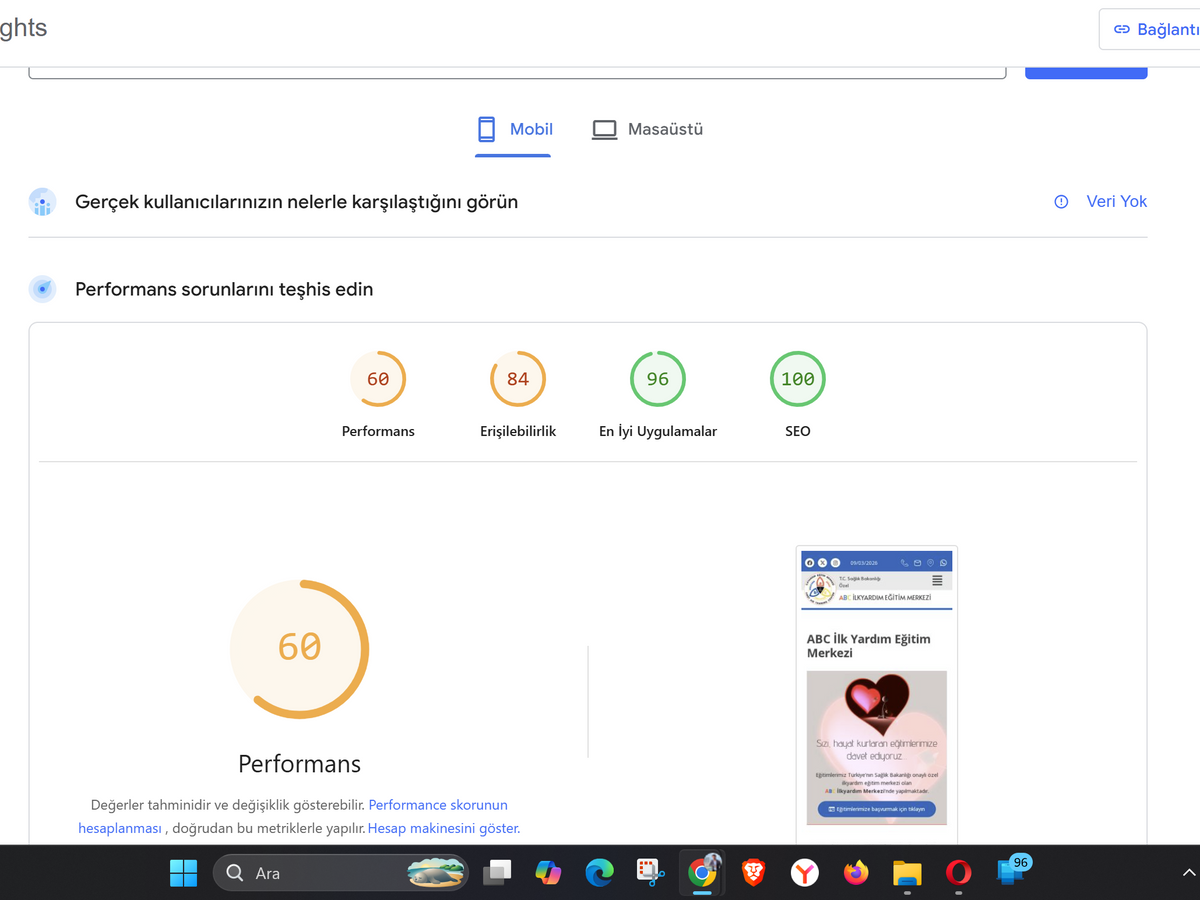 SEO skoru 100 – ilk yardım sektöründe REKOR